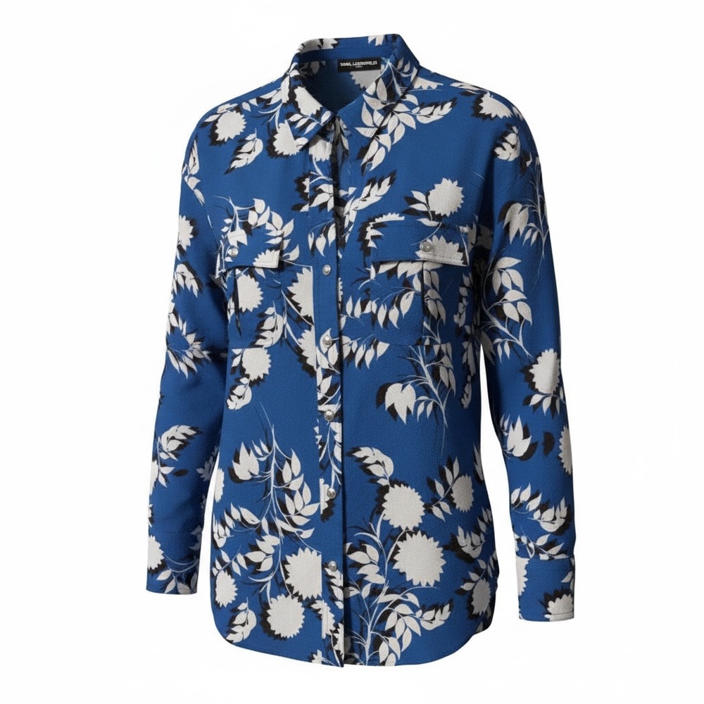 Karl Lagerfeld Blue Floral Blouse